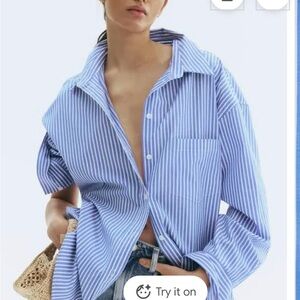 ASOS Blue and White Striped Button Down Shirt